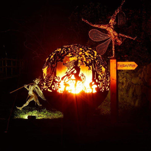 Fantasy Spherical Fire pit at Night